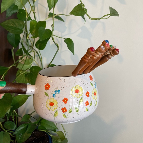 🌼vintage floral fondue set - Picture 6 of 14
